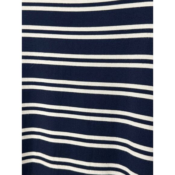 ANTHROPOLOGIE MAEVE Navy/White Striped Jersey Turtleneck Handkerchief Hem - Picture 6 of 12